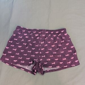 PINK Victoria's Secret Purple and Pink Dog Print Sleep Shorts